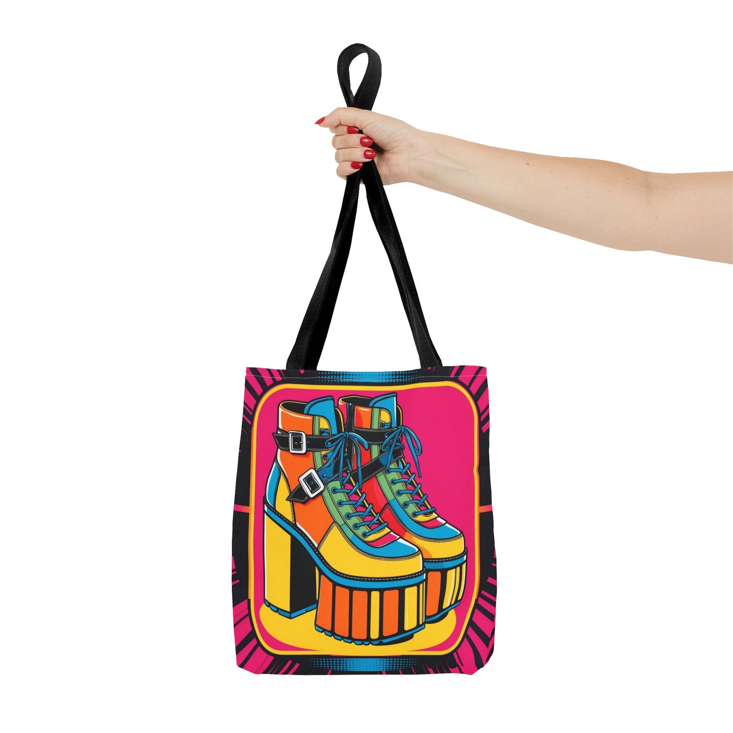 Colorful Platform Shoes Tote Bag - Funky Retro Style for Fashion Lovers