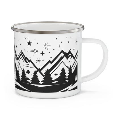 Enamel Mug - Majestic Mountain Range Hiking Adventure