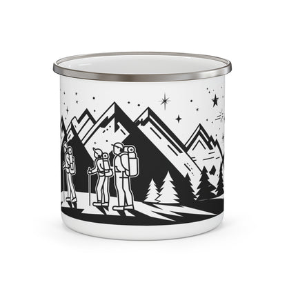 Enamel Mug - Majestic Mountain Range Hiking Adventure