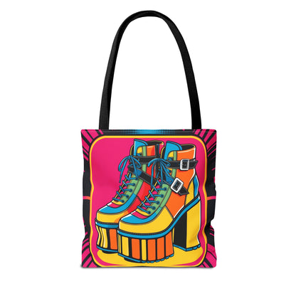 Colorful Platform Shoes Tote Bag - Funky Retro Style for Fashion Lovers