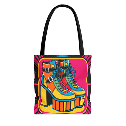 Colorful Platform Shoes Tote Bag - Funky Retro Style for Fashion Lovers