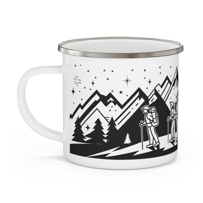 Enamel Mug - Majestic Mountain Range Hiking Adventure